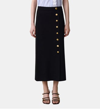 Jupe midi maille ajustée - Claudie Pierlot - Noir