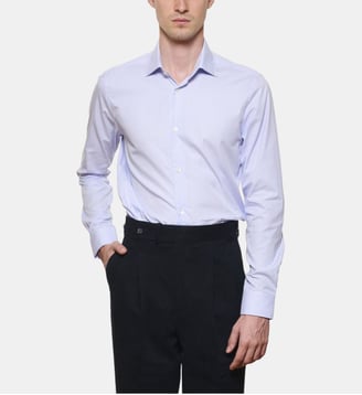 Chemise à rayures bâtons ciel coupe cintrée - Atelier Privé - Bleu ciel