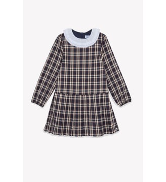 Robe -  col claudine volanté carreaux - Tartine Et Chocolat - Marine
