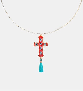 Collier chaîne avec pendentif perles tissées DIVYNA - Hipanema - Rouge