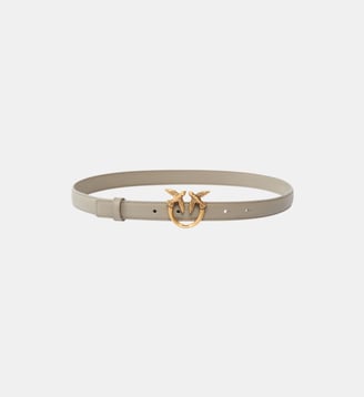 Fine ceinture love birds en cuir 2cm - Pinko - Noyer et or antique