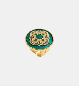 Bague large ajustable   - Positano - Satellite - Vert