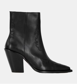 Bottines à talons en cuir avec broderies - The Kooples - Black