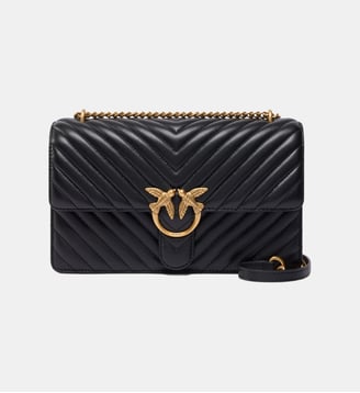 Sac moyen à bandoulière love bag one chevron new buckle - Pinko - Noir or antique