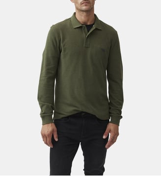 Polo uni slim en coton à manches longues The Gunn - Rodd & Gunn - Kaki