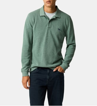 Polo uni slim en coton à manches longues The Gunn - Rodd & Gunn - Fern