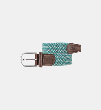 Ceinture tressée élastique Sóller - Billybelt - Vert foncé, vert clair et orange