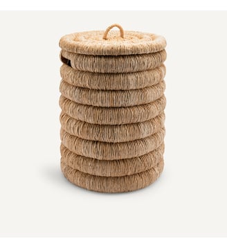 Panier rond avec couvercle bananier tressé - AM.PM - Naturel