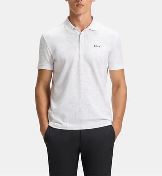 Polo en coton stretch droit - BOSS - Blanc