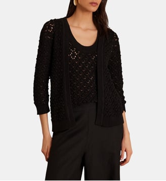 Gilet Sharon en maille ajourée  - Maison 123 - Noir