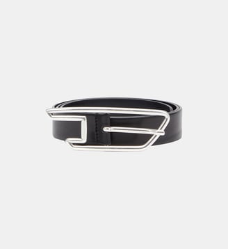 Ceinture en cuir de 3 cm avec boucle à logo D - Diesel - Noir