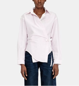 Chemise portefeuille en popeline à rayures fines - Diesel - Rose poudré