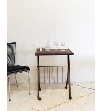 Desserte en cuir de vachette Henriette N°157- Produit chiné - Debongout - Marron