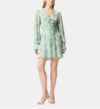 Robe courte avec imprimé roses et nœud - Pinko - Multicolore