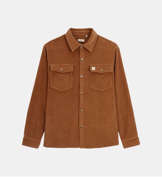 Chemise manches longues velours pigment dye - Serge Blanco - Marron