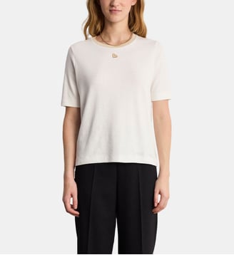 T-shirt en coton à col doré - TILLIA - Pablo - Blanc