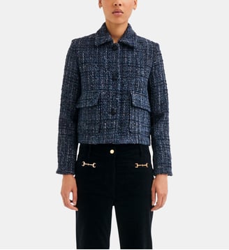 Veste à col en tweed et lurex - JUDITH - Pablo - Indigo