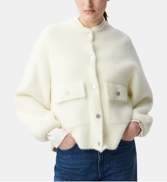 Cardigan tricot duveteux - Ikks - Blanc cassé