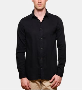 Chemise unie fluide noire boutons pressions - Atelier Privé - Noir