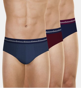 Slips, lot de 3, BUSINESS PRINT - Eminence - Bleu et bordeaux