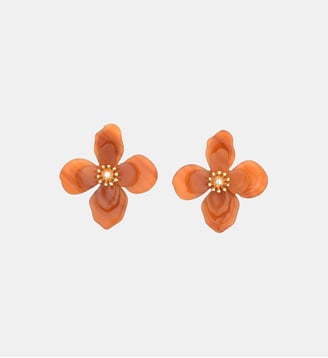 Boucles d'oreilles clips - fleurs orange - Balaboosté - Marron