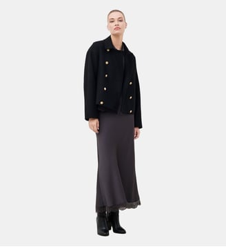 Manteau gtiffany - Motif uni - Laine vierge - Caroll - Noir