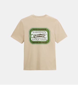 T-shirt manches courtes Théo imprimé dos Sardines Basquaises - Serge Blanco - Beige