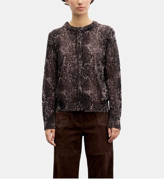 Gilet imprimé python en laine - ROSA - Gerard Darel - Marron