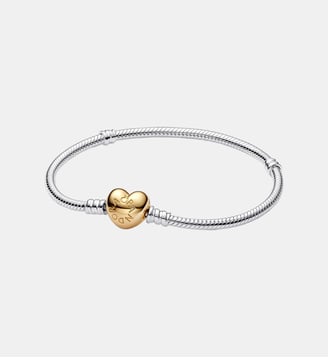 Bracelet Maille Serpent Fermoir Cœur - Pandora - Bicolor