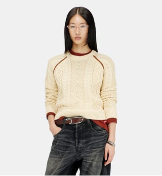 Pull en maille torsadée avec bandes contrastantes - Diesel - Jaune