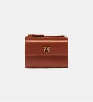 Petit portefeuille compact en cuir lisse à logo - Pinko - Multicolore