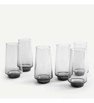 Lot de 6 verres à eau, modèle haut - AM.PM - Gris fumé