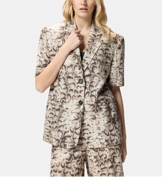 Veste à manches courtes à imprimé serpent - Pinko - Beige et noir