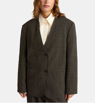 Veste maryen coton/lin à fines rayures - Momonì - Noir