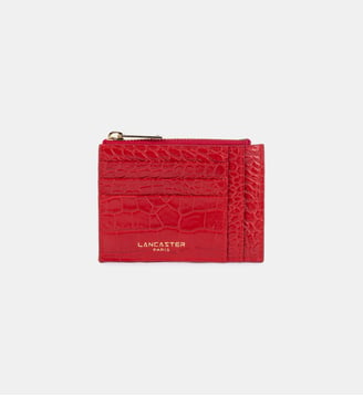 Porte-carte effet crocodile signature - Lancaster - Rouge