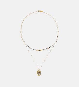 Collier multirang avec perles et pendentif en strass HEARTBEAT - Hipanema - Noir
