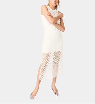 Robe longue en crochet et strass - Maje - Blanc