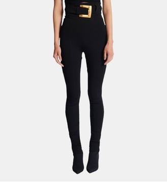 Pantalon façon fuseau ceinturé - Balmain - Black