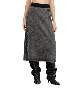 Jupe en coton polaire avec bandes latérales - Diesel - Gris foncé