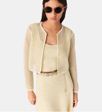 Cardigan en maille strassée - Maje - Jaune pâle