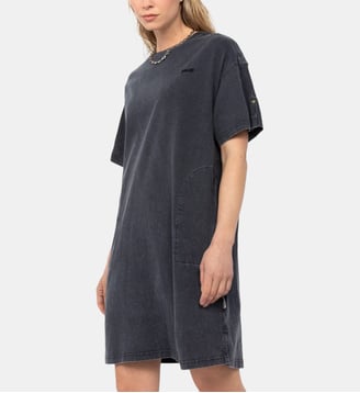 Robe t-shirt effet délavé - Schott - Noir