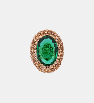 Bague ovale avec cabochon central et strass CILAOS - Hipanema - Vert