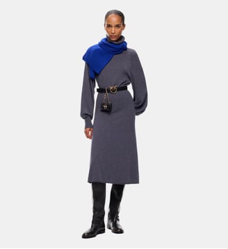 Robe midi à col roulé en laine mélangée - Pinko - Gris corbeau