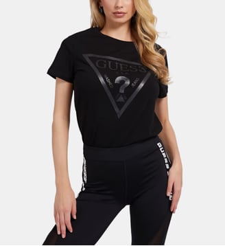 T-shirt logo frontal - Guess - Noir