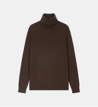 Pull droit col roulé en cachemire 2 fils - Bompard - Chocolat