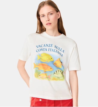 T-shirt avec poissons imprimés - Maje - Blanc