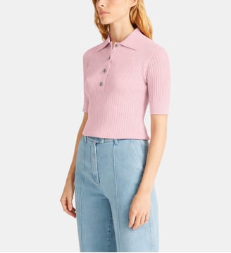 Polo manches courtes vera col chemise coupe ajustée - Fusalp - Icy pink