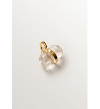 Charme de pierre de naissance d’avril avec quartz blanc - Aristocrazy - Or