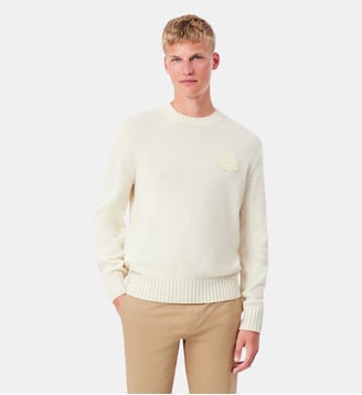 Pull jersey laine blason brodé - Lacoste - Blanc