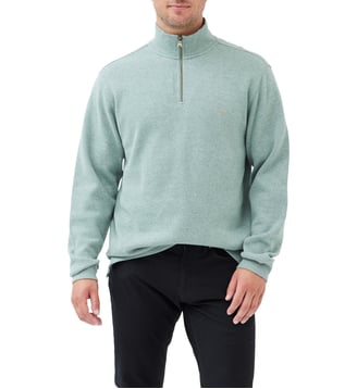 Sweatshirt droit en coton à col zip Alton Ave - Rodd & Gunn - Sauge
